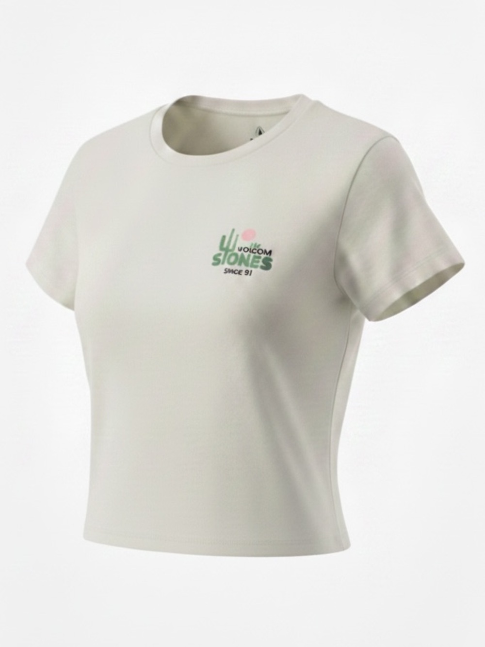 Volcom Women’s Cream White Tee with Green Cactus Graphic NWT